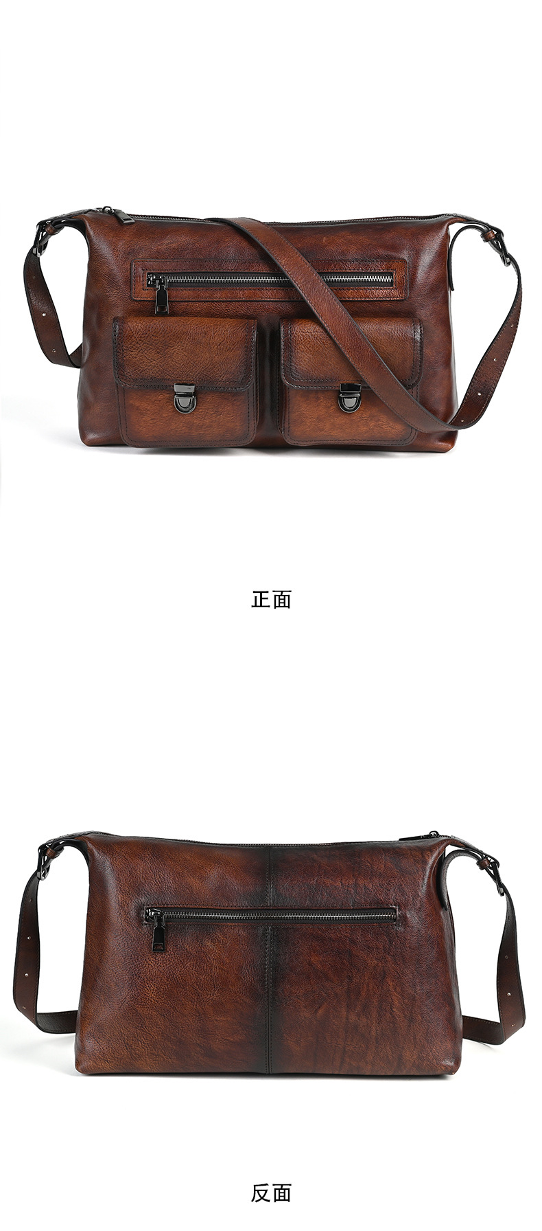 Túi tote da bò dung tích lớn đeo chéo cổ điển nữ — Màu nâu cổ điển, Cà phê cổ điển, Màu đen cổ điển chi tiết 16