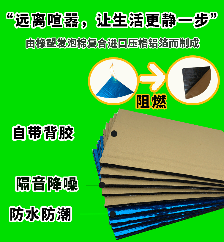 Manbuer blue/silver checkered car sound insulation sound absorption material heat insulation cotton aluminum foil sound insulation cotton belt adhesive