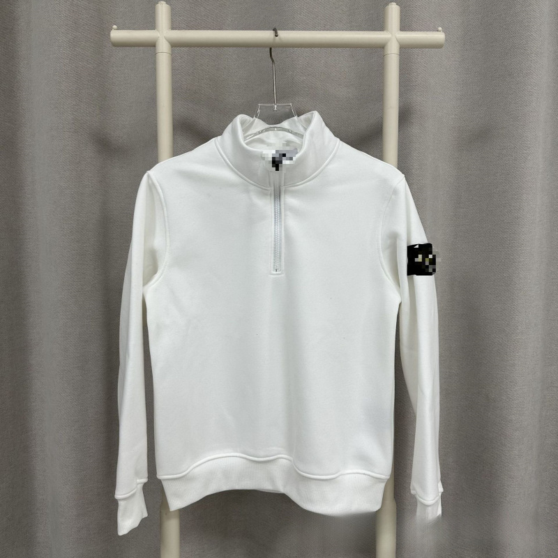 Zipper Loose Sweatshirt to New Style Pullover Terry Round Neck Shidao Compass Arm Emblem Semi-Spring and Autumn Solid Color Insnes