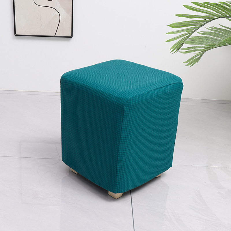 Grenzüberschreitender elastischer wasserdichter Waffelmais-Quadrat-Hocker-Bezug Staubschutz Haus Sofa All-Inclusive niedriger Hocker-Überzug