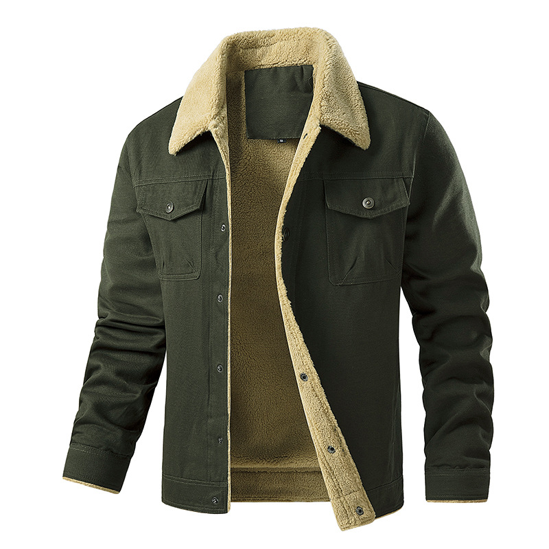 Herren Winter Arbeitsjacke Mit Plüschfutter Und Vielen Taschen_voghion.com
