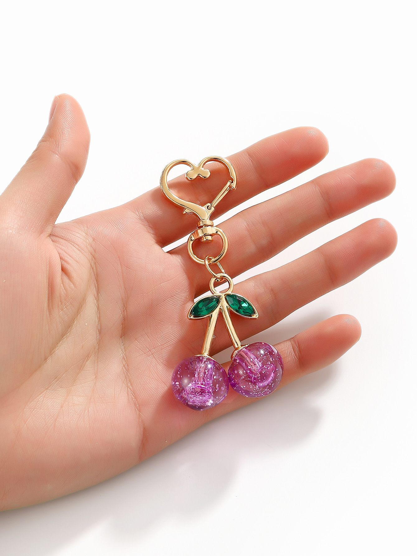 20g Weight Heart Clasp Closure Clasp Closure Type Keychain Classification Daily Occasion Acrylic Material Cherry Pattern Unisex Gender Sweet, Simple Style Style Sweet Simple Style Cherry Acrylic Unisex Heart Clasp Closure Keychain 3