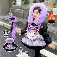 女童洛丽塔外套白鸭绒羽绒服中长款冬装女宝加厚库洛米公主外穿