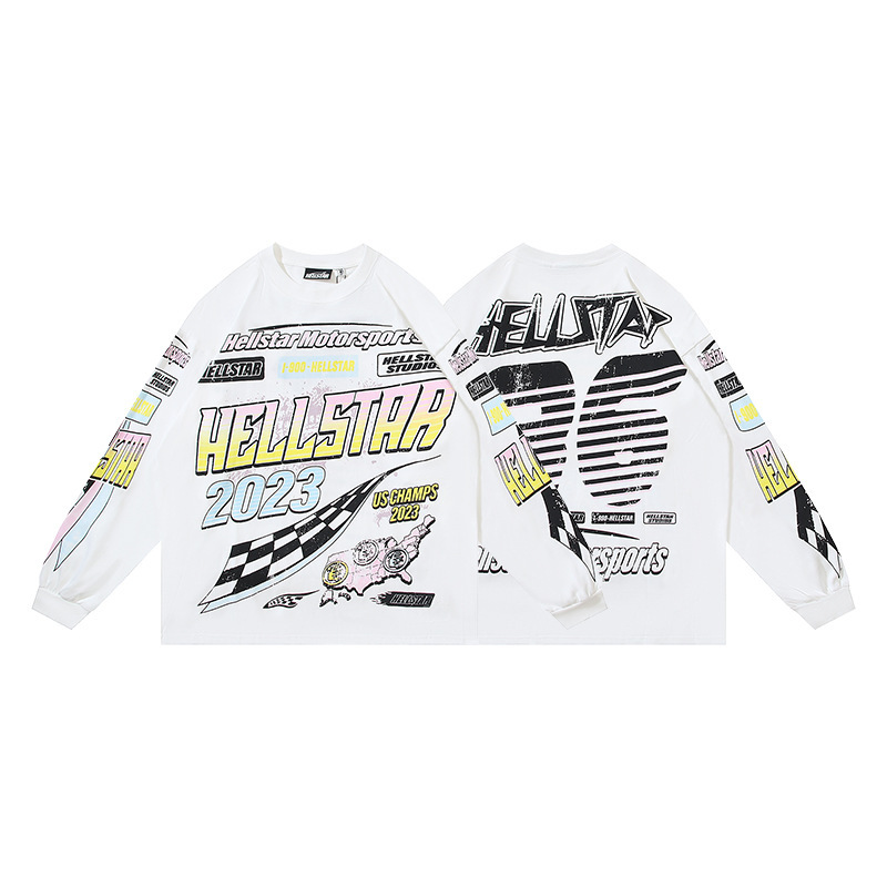 クロスボーダー卸売Hellstar地獄の星TShirt秋装美潮高街ゆるい長袖tシャツ男女潮|undefined