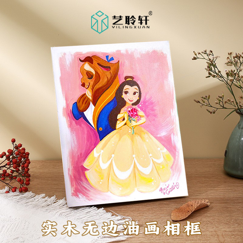 Customized Solid Wood Art Student Oil Painting Frame Canvas Picture Frame DIY Acrylic Pure Cotton Linen Canvas Boundless Photo Frame