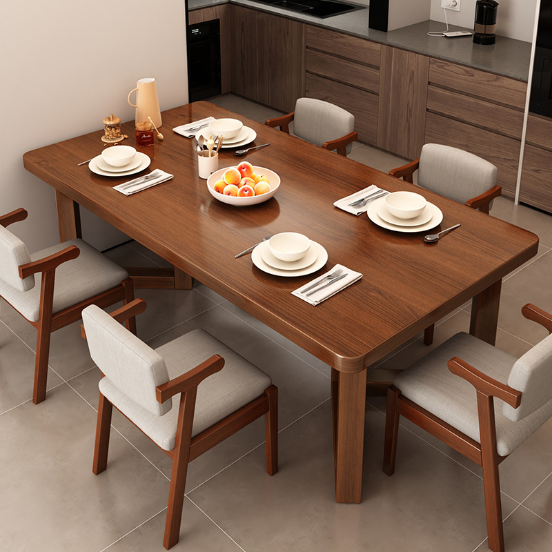 Solid Wood Core Dining Table for Home Living Room, Small Apartment Rental House, Dining Table, Hotel Dining Large Table and Chair Combination
