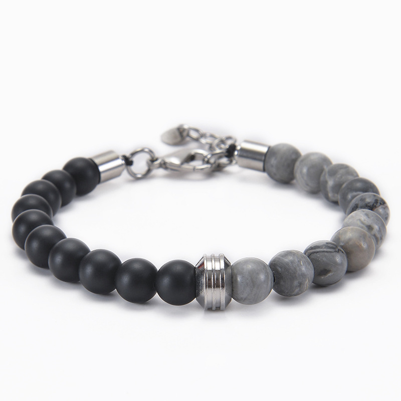 Elegant Simple Style Geometric 201 Stainless Steel Natural Stone Unisex Bracelets display picture 5