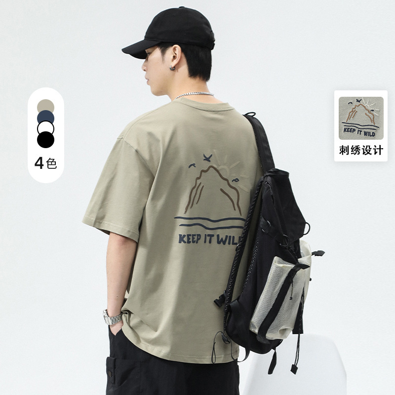 Also men's 2024 summer new street trend bf creative printed round neck T-shirt men's and women's students short sleeve