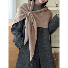 韩版格子围巾秋冬季新款羊毛小三角巾女保暖披肩罩衫披风百搭斗篷