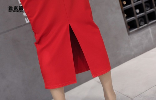 2023 Spring and Summer Slit Professional Hip Skirt High Waist Elastic Slim Slim Skirt Mid-Length One-Step Skirt Long Skirt