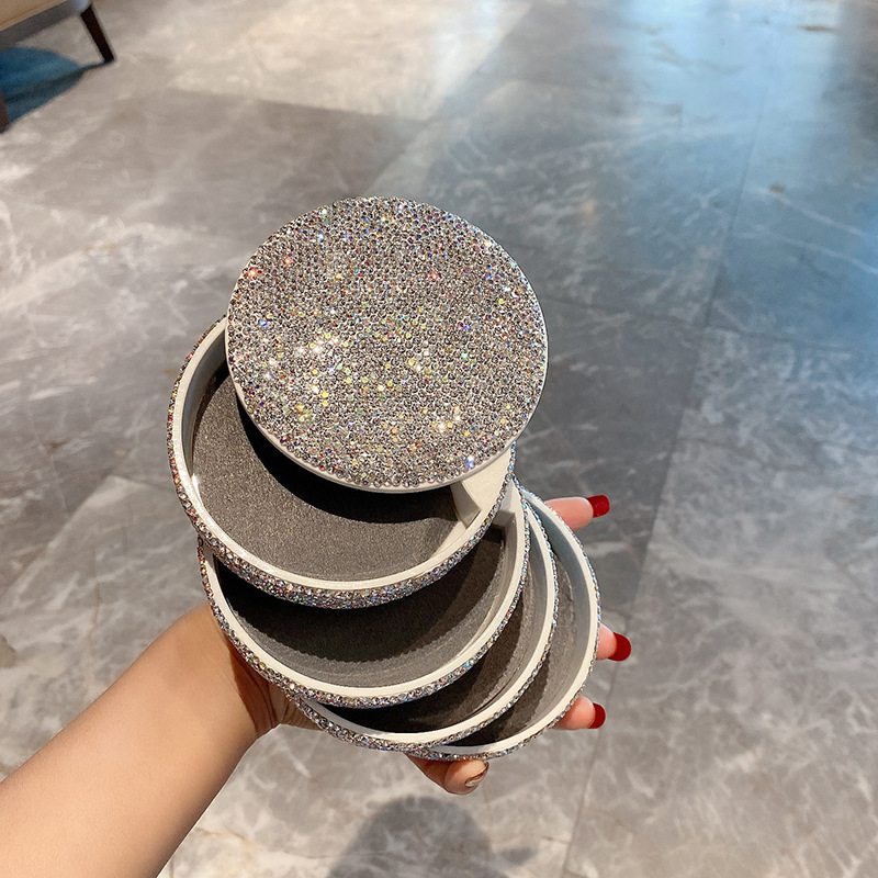 Cross-Border Diamond-Encrusted Rotating Jewelry Ring Box Storage Box Rotatable Cloakroom Jewelry Box Bracelet Watch