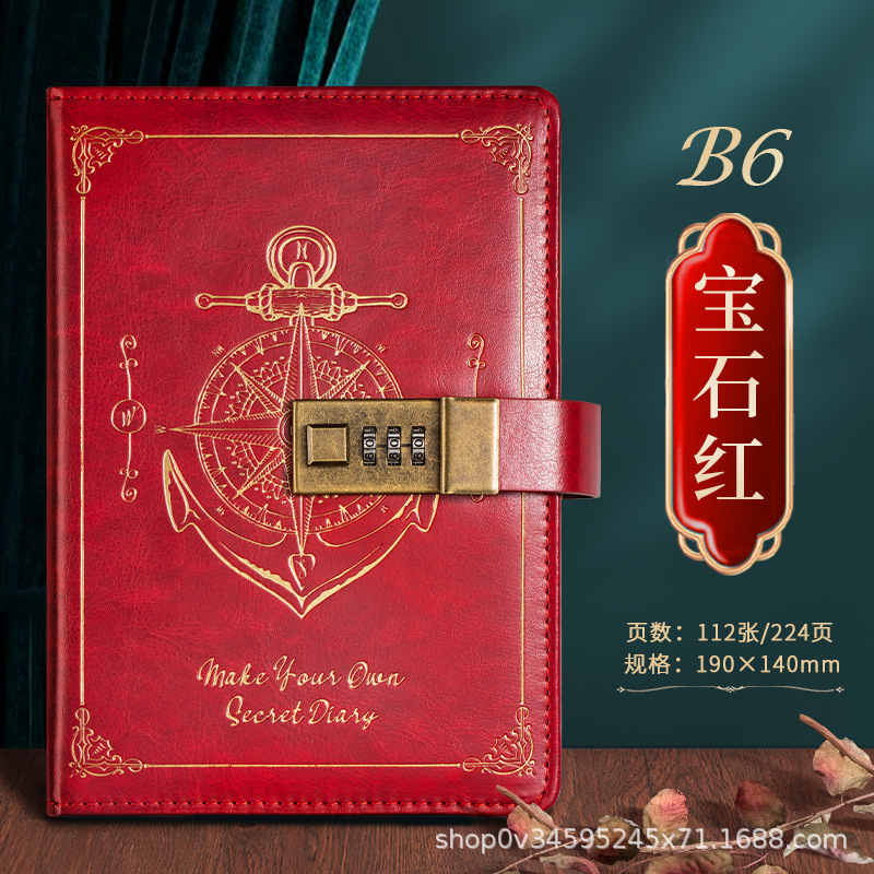 Cuaderno al por mayor A5 retro contraseña libro con cerradura Diario Negocio creativo trabajo manual mano impreso logo