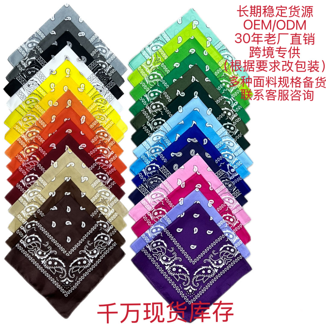 55cm Polyester Paisley Headscarf Hip-Hop Sports Cashew Flower Square Scarf Hip-Hop Versatile Trendy In-Stock Inventory
