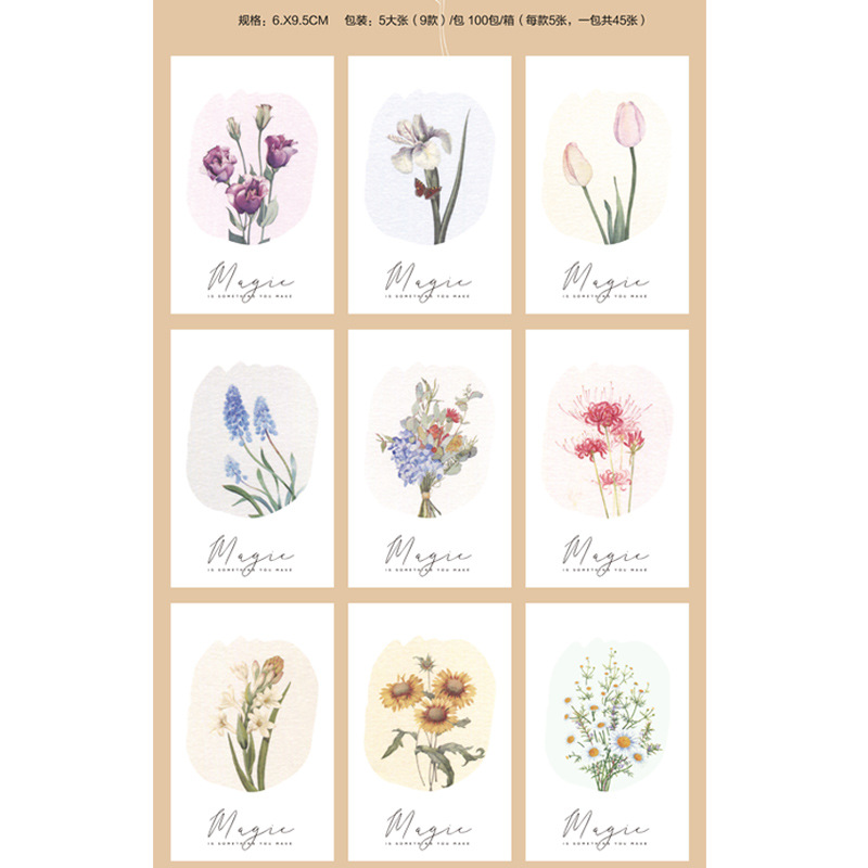 Tarjeta de felicitación floral tarjeta de agradecimiento fresca Tarjeta de bendición de vacaciones creativa Mensaje de confesión tarjeta colgante Etiqueta de flor