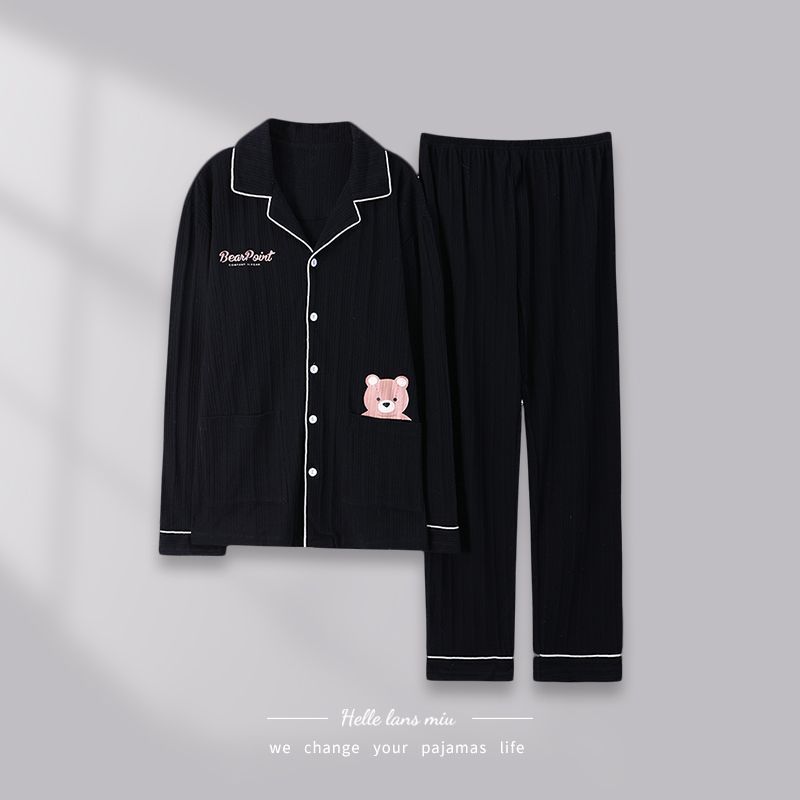 Pijamas de algodón de hombre primavera y otoño 2024 otoño y invierno de manga larga nueva ropa de hombre grande se puede usar fuera