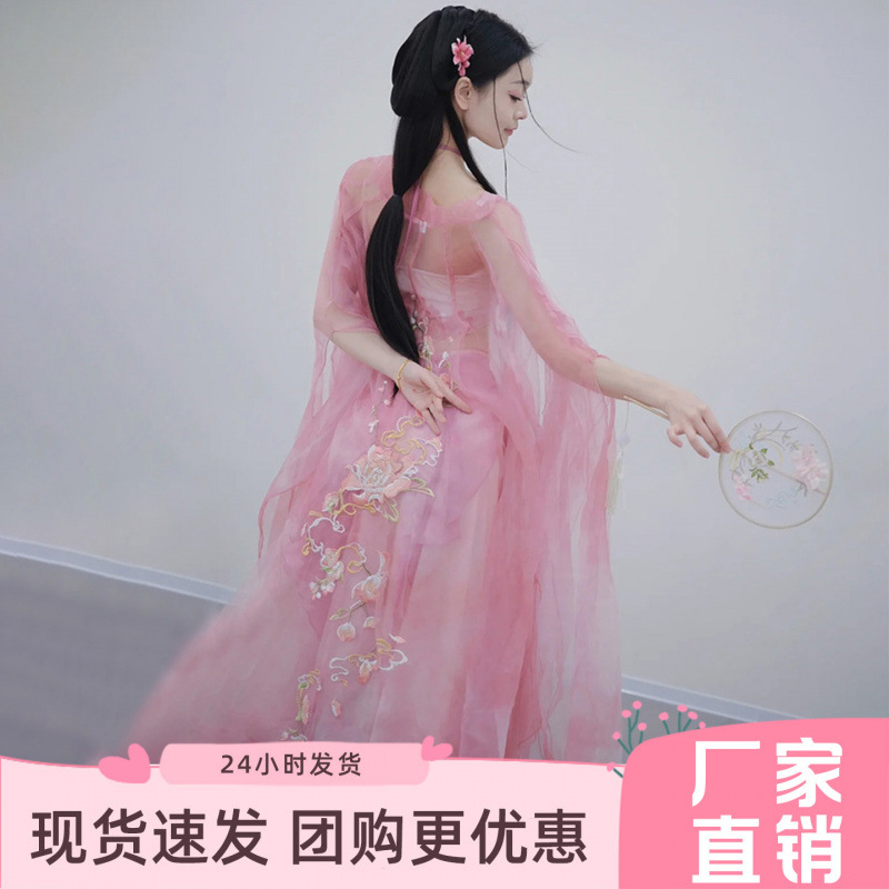 2025新款古典舞服装练功演出舞蹈服仙气绣花外披飘逸大摆裙套装女