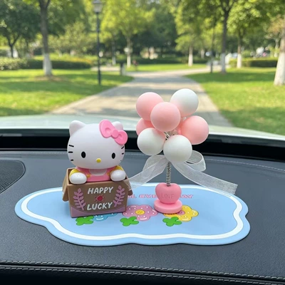 interior ornaments new creative: Car ornaments - pink-cat-balloon-blue-anti-slip-mat