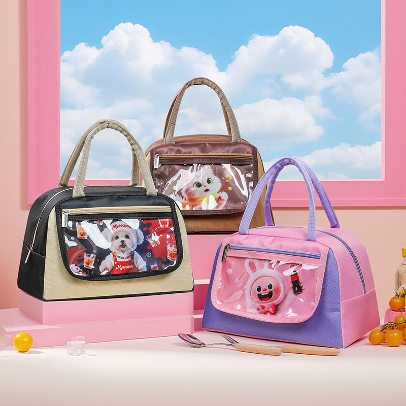 New Trapezoidal Children's Portable Lunch Bag Cartoon Insulated Bag Student Office Worker Insulated Bag Lunch Bag Commuter Bag
