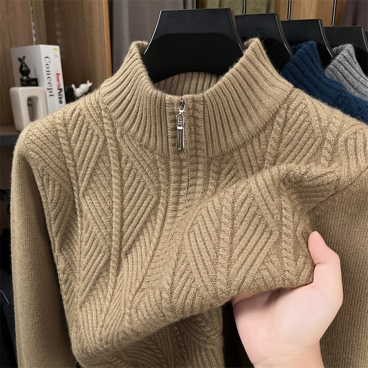 2025 New Men's Autumn and Winter Sweaters Thickeneded Bottoming Shirts Casual Long-Sleeved Warm Knitwears Dad Men's Clothing