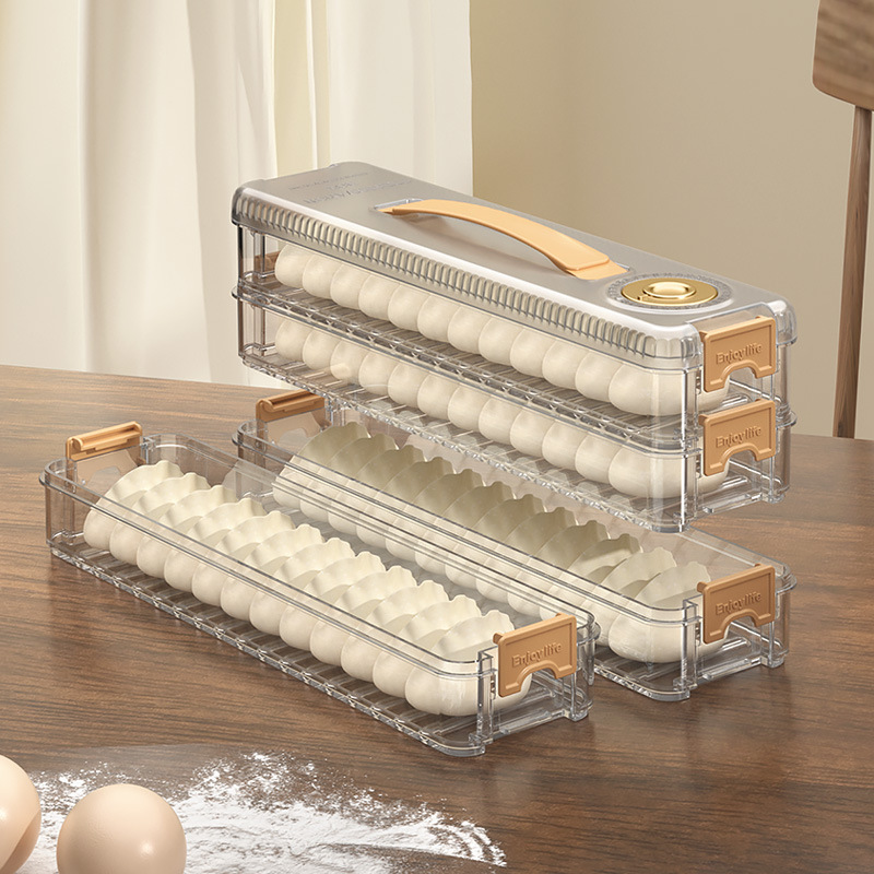 Household fresh -keeping box Kitchen refrigerator frozen time multi -layer transparent food grade non -stick bottom ravioli storage dumpling box