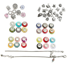 潘家珠子多拉diy 蛇形链条水晶切面大孔珠皇冠合金手链珠配合套装