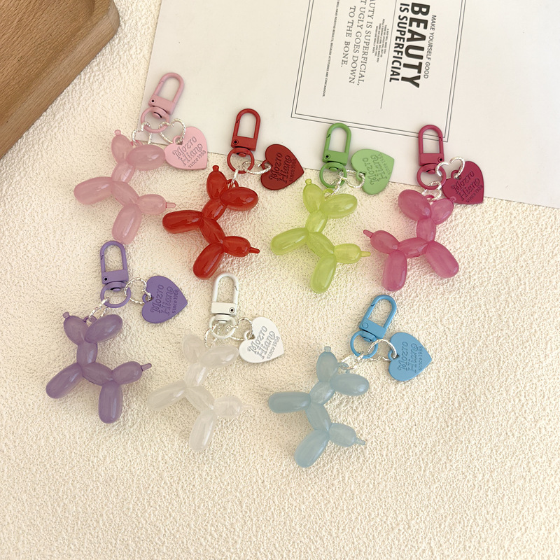 Little Red Book's Same Cute Jelly Balloon Dog Keychain Pendant Colorful Cartoon Puppy Mobile Phone Chain Keychain