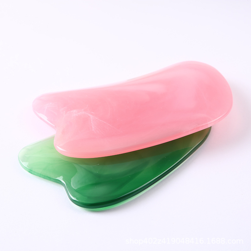 Gua Sha Scraping Board Resin Massage Tool for Neck Shoulder Back Body Meridian Care 9.8cm Brown in use