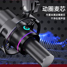 跨境专供GAM-WM8动圈式电脑USB麦克风桌面电竞RGB录音话筒