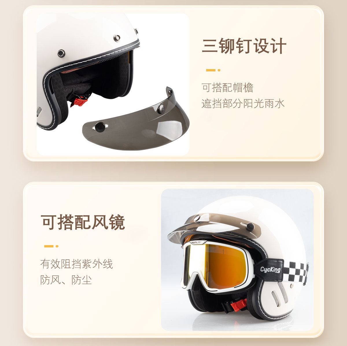 Retro Motorcycle Helmet for Electric Scooters, 4/3 Helmet for Men and Women, Riding Safety Helmet for Motorbikes, Lightweight Electric Bike Helmet