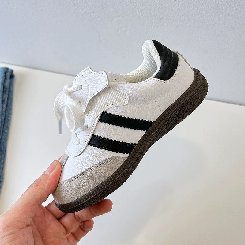 Spring children's white shoes for boys, non-slip casual footwear, trend of season, genuine leather