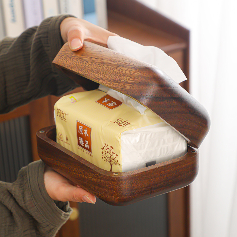 Caja de toallas de madera caja de toallas de madera sólida caja de toallas de pan de madera