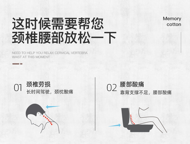 Suitable for Cadillac Headrest Ct5 Xt5 Xt6 Ct6 Car Headrest Neck Pillow Memory Foam Lumbar Pillow