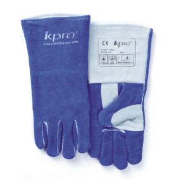 kpro康友 牛皮电焊手套  宝蓝色虎口加固款焊接焊工劳保手套
