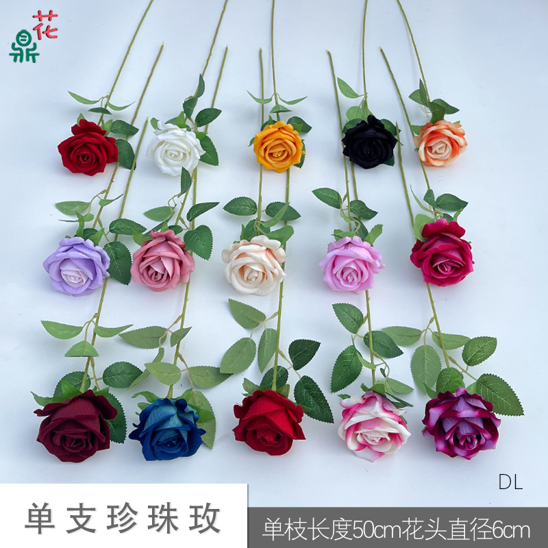Single pearl rose three -headed cloth pearl rose home decoration…
