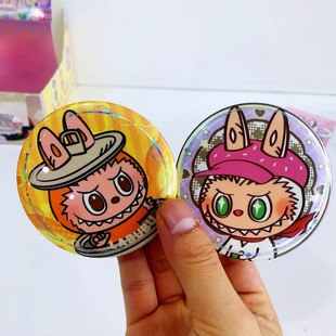Trendy Hot-Selling Labubu 75mm Badge Set of 10 Non-Repeating Millet Version Badges Stationery Wholesale
