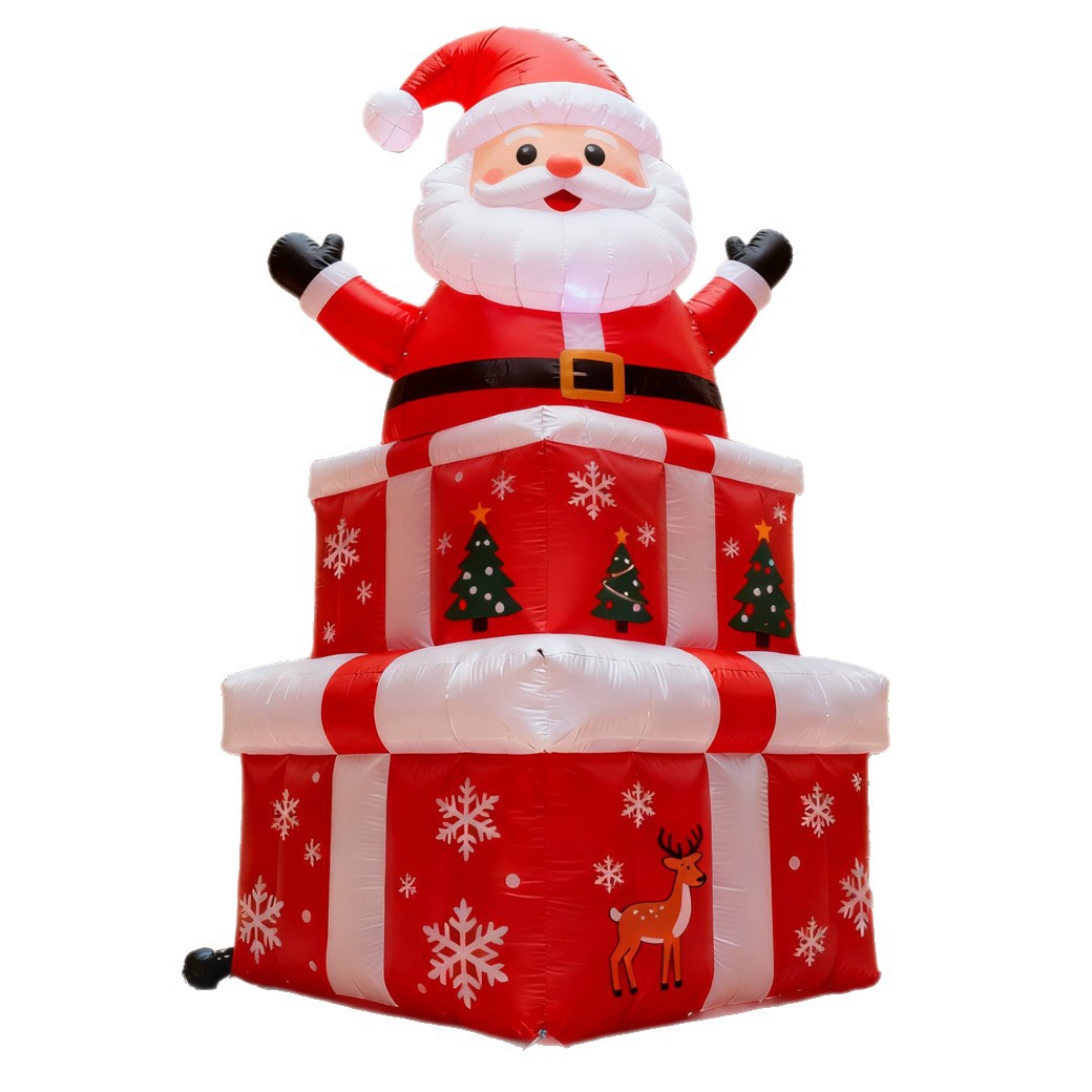 Navidad transfronteriza infláble Papá Noel escalera regalos trineo al aire libre decoración de fiesta modelo de aire