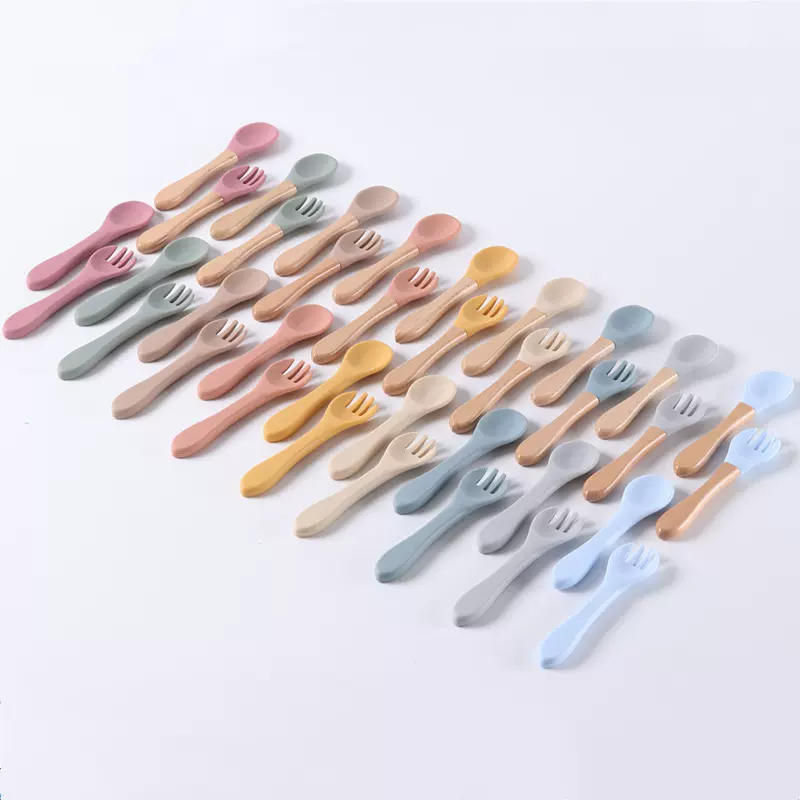 母婴用品婴儿长叉勺宝宝硅胶软勺喂水硅胶叉勺儿童餐具辅食软叉勺