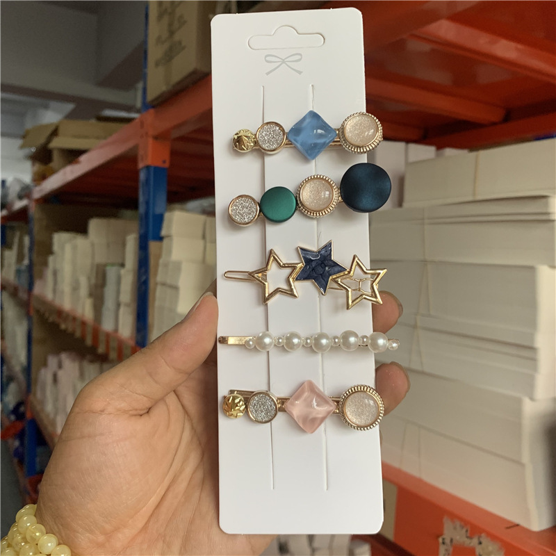 kp567约100张韩版五卡位发夹卡纸抓夹纸板夹子卡片饰品纸卡6.2*21