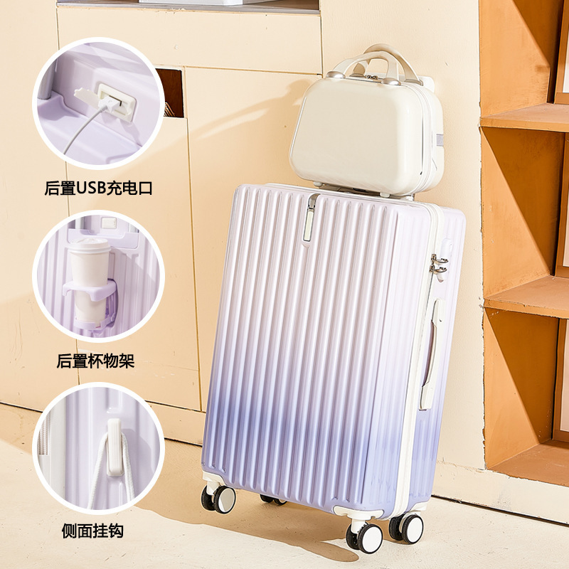 [Fábrica de selección estricta] maleta de color gradiente para mujeres, caja de tracción roja, caja de contraseña para estudiantes universitarios, piel de viaje