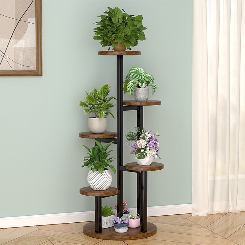 Estante de flores de hierro en la Sala de estar, estante de flores de aterrizaje en el balcón, estante de macetas de flores de Luo verde carnoso, estante de macetas de flores de Luo verde en varias capas en el Interior.