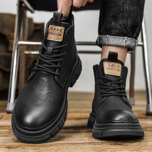 Men's Shoes Autumn and Winter High-top Martin Boots 2024 New Men's British Low-top Casual Leather Shoes Retro Workwear Shoes