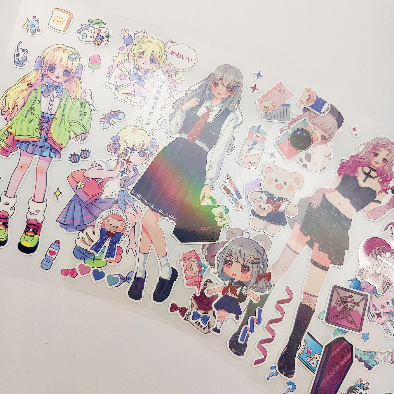 13g Weight 1 Piece Quantity Class, Learning, School Occasion Special Adhesive Sticker Material Cartoon Pattern Cute Style Original Korean Style Hand Account Cartoon Goo Card Stickers Wholesale Ins Cartoon Characters Cute Laser Goo Card Small Stickers 7