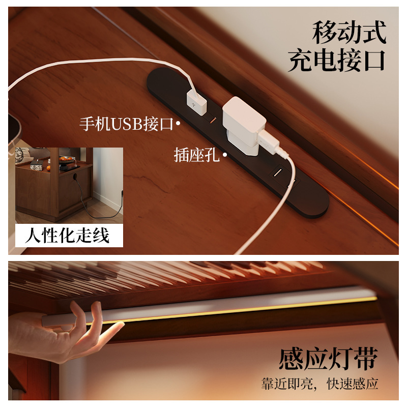 Mesita de noche de madera maciza simple y moderna dormitorio doméstico con cerradura armario de almacenamiento pequeño estante junto a la cama armario de almacenamiento simple