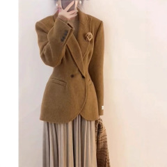 2025秋冬小个子收腰气质呢子西服上衣韩版感短款毛呢西装外套女装