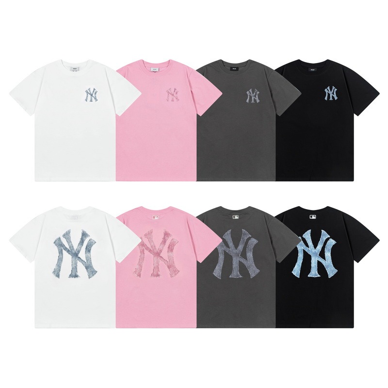 MLBハイバージョン男女カップルダメージ加工ビッグロゴファッション速乾クールTシャツ半袖25春夏新作レディーストレンド|undefined
