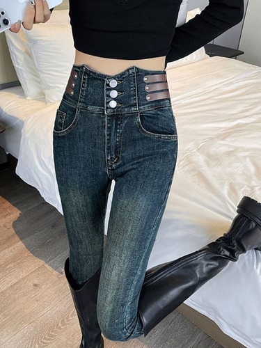 Women's Elastic Slimming Ankle Pants - Autumn/Winter High-Waisted Denim Skirt - Stylish and Versatile