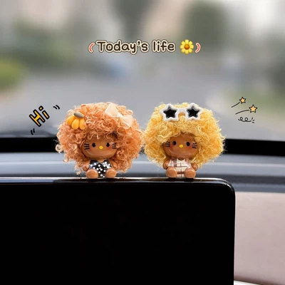 2026 New Car Ornaments Kitty Car Dashboard Display Screen Interior Decorations Cute Female Influencer Style (Car ornaments) - seamless-installation-and-free-film-combination-1-2-pieces