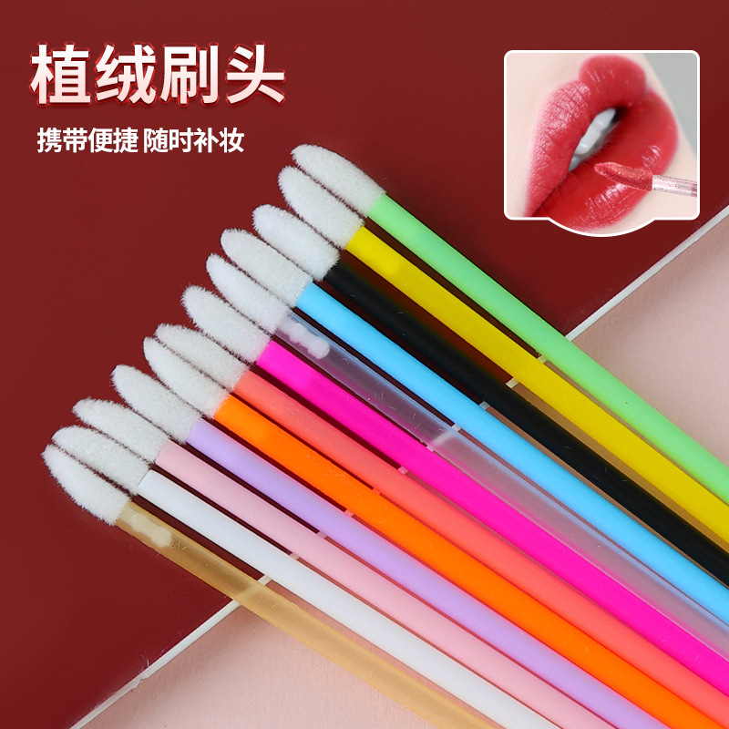 Al por mayor color hueco de algodón de maquillaje cepillo labial lápiz labial cepillo de esmalte labial floquete herramientas de maquillaje de maquillaje cepillo labial