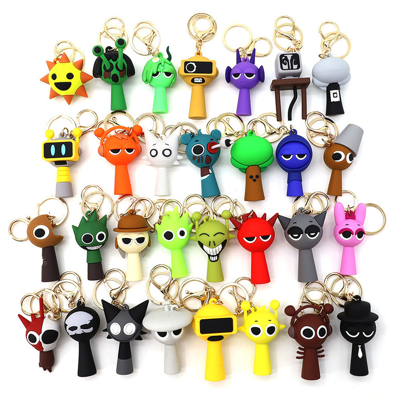 New cartoon rhythm box keychain, cartoon PVC pendant, game accessories, cross-border small gifts
