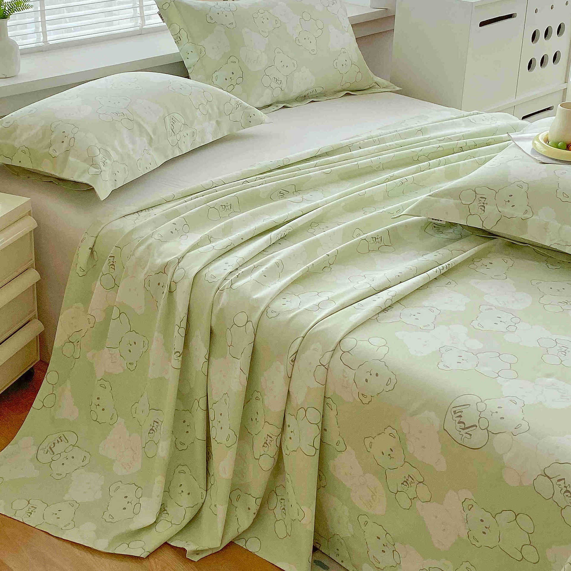 Sábanas de tela gruesa vieja de verano, dormitorio de estudiantes de una sola pieza, funda de cama individual, funda de almohada individual, juego de tres piezas, nuevo estilo 2025